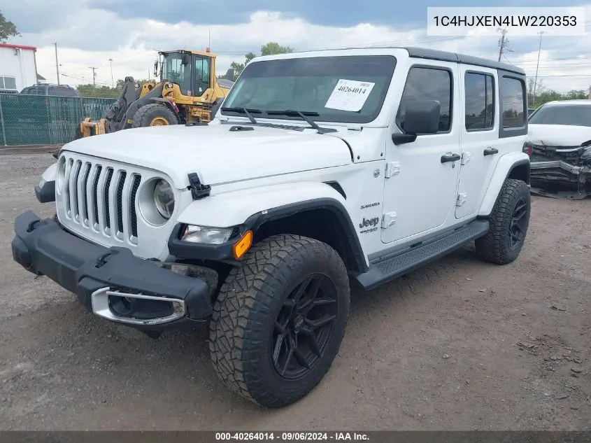 2020 Jeep Wrangler Unlimited Sahara 4X4 VIN: 1C4HJXEN4LW220353 Lot: 40264014