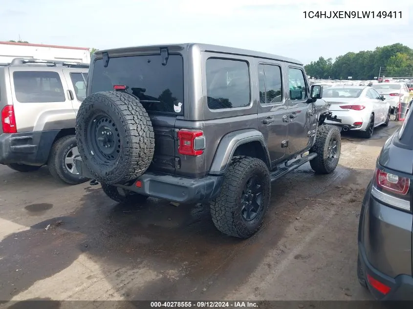 2020 Jeep Wrangler Unlimited Sahara 4X4 VIN: 1C4HJXEN9LW149411 Lot: 40278555