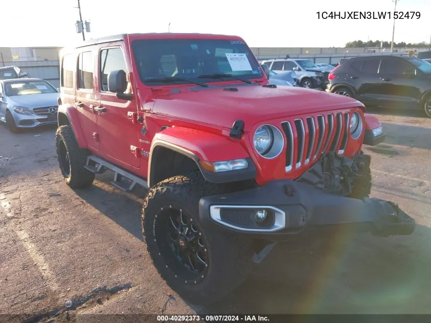 2020 Jeep Wrangler Unlimited Sahara VIN: 1C4HJXEN3LW152479 Lot: 40292373