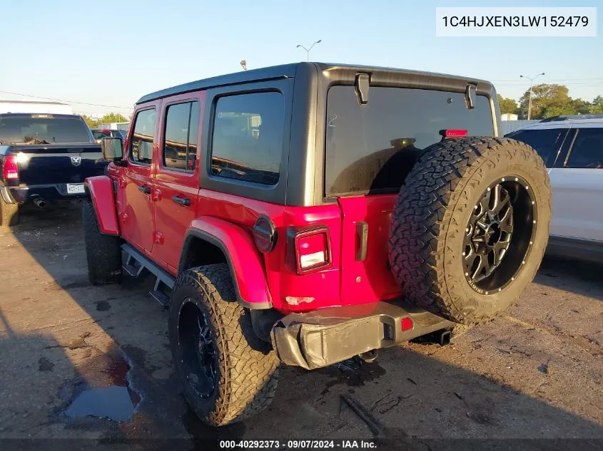 2020 Jeep Wrangler Unlimited Sahara VIN: 1C4HJXEN3LW152479 Lot: 40292373