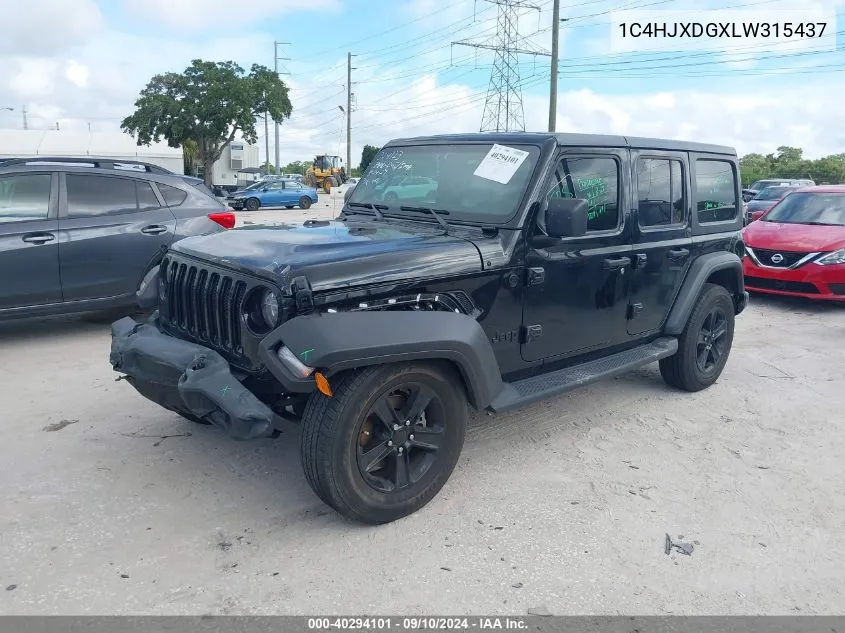 1C4HJXDGXLW315437 2020 Jeep Wrangler Unlimited Sport