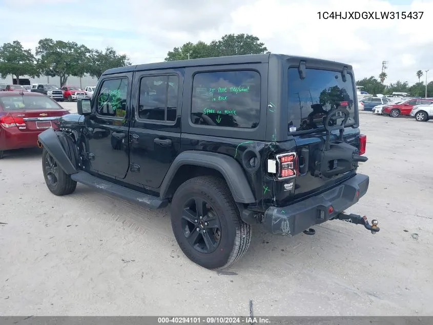 2020 Jeep Wrangler Unlimited Sport VIN: 1C4HJXDGXLW315437 Lot: 40294101