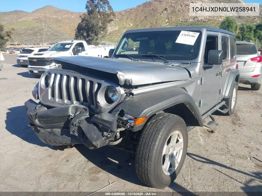 1C4HJXDN0LW258941 2020 Jeep Wrangler Unlimited Sport S 4X4