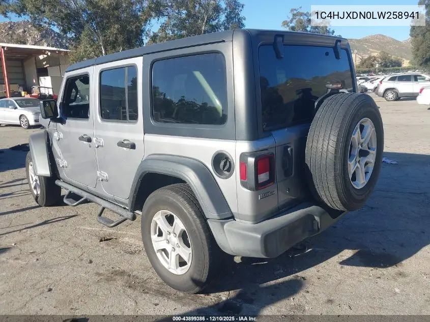 1C4HJXDN0LW258941 2020 Jeep Wrangler Unlimited Sport S 4X4