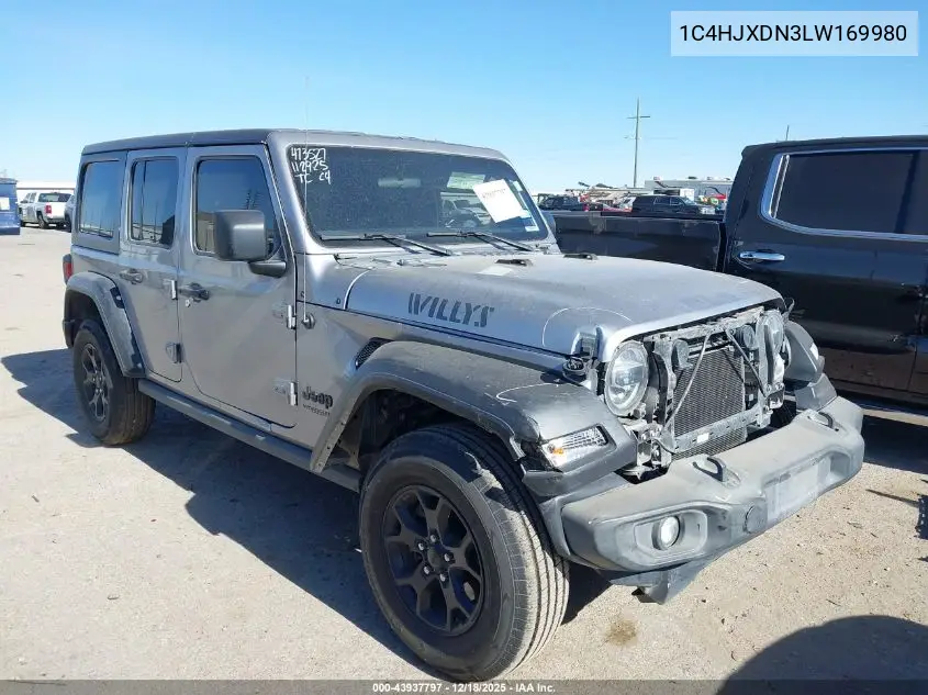 1C4HJXDN3LW169980 2020 Jeep Wrangler Unlimited Willys 4X4