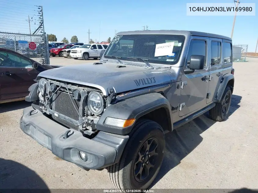 1C4HJXDN3LW169980 2020 Jeep Wrangler Unlimited Willys 4X4