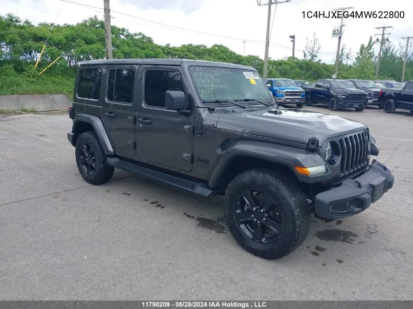 2021 Jeep Wrangler Unlimited Sahara VIN: 1C4HJXEG4MW622800 Lot: 11790209