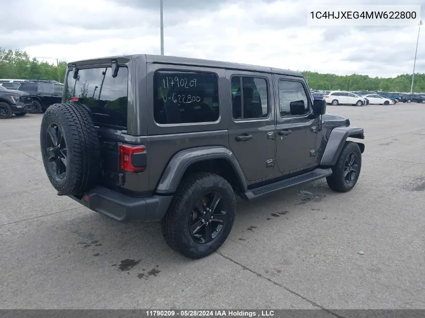 2021 Jeep Wrangler Unlimited Sahara VIN: 1C4HJXEG4MW622800 Lot: 11790209