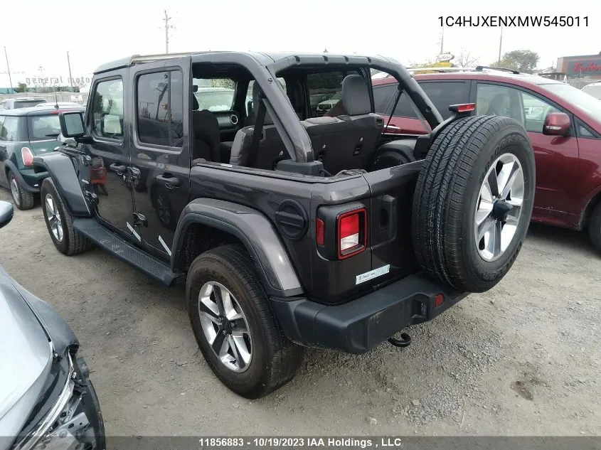 2021 Jeep Wrangler Unlimited Sahara VIN: 1C4HJXENXMW545011 Lot: 11856883