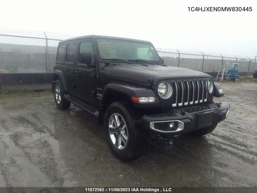 2021 Jeep Wrangler Unlimited Sahara VIN: 1C4HJXEN0MW830445 Lot: 11872565