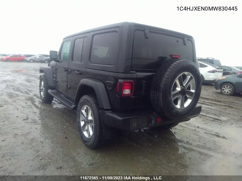 2021 Jeep Wrangler Unlimited Sahara VIN: 1C4HJXEN0MW830445 Lot: 11872565