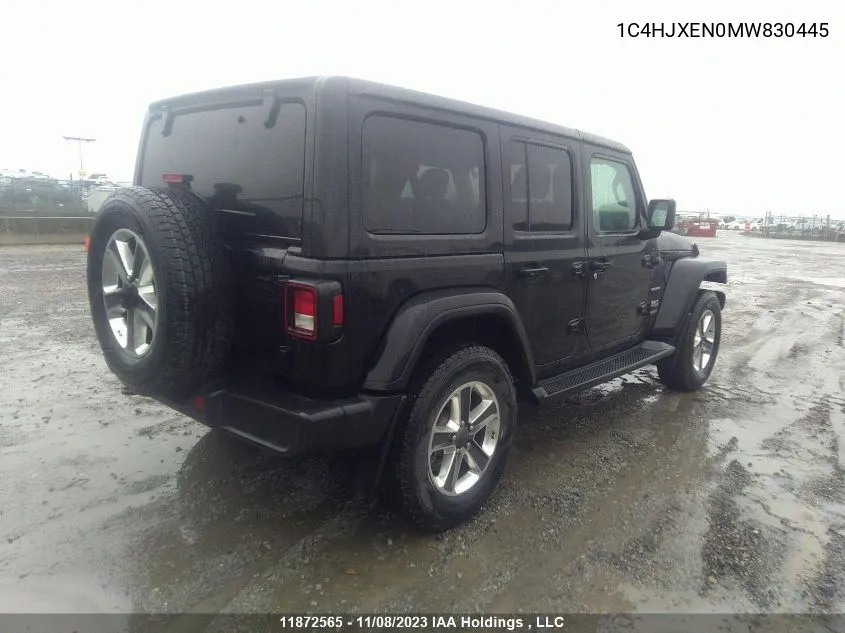 2021 Jeep Wrangler Unlimited Sahara VIN: 1C4HJXEN0MW830445 Lot: 11872565