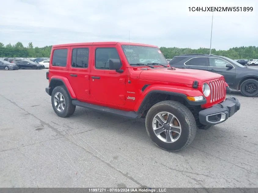 2021 Jeep Wrangler Unlimited Sahara VIN: 1C4HJXEN2MW551899 Lot: 11997271