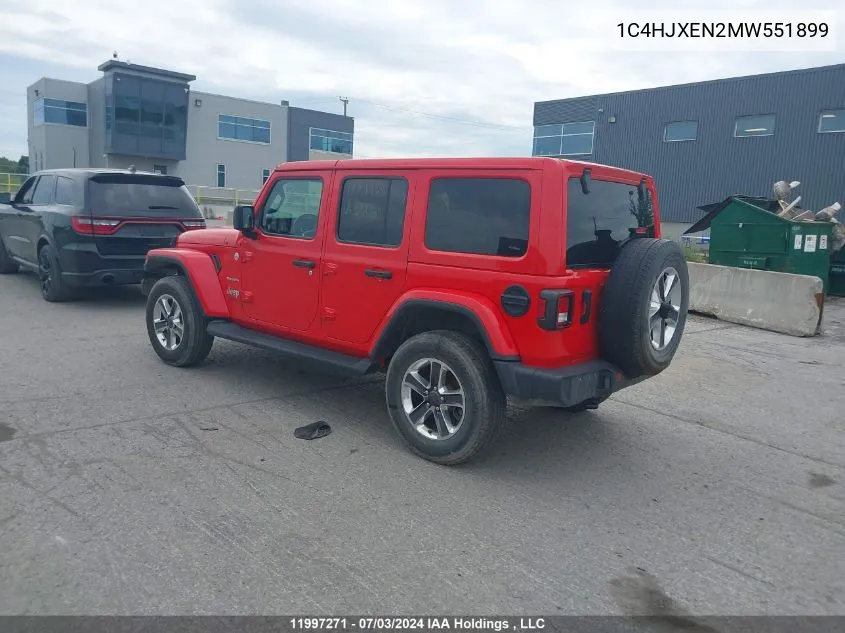 2021 Jeep Wrangler Unlimited Sahara VIN: 1C4HJXEN2MW551899 Lot: 11997271