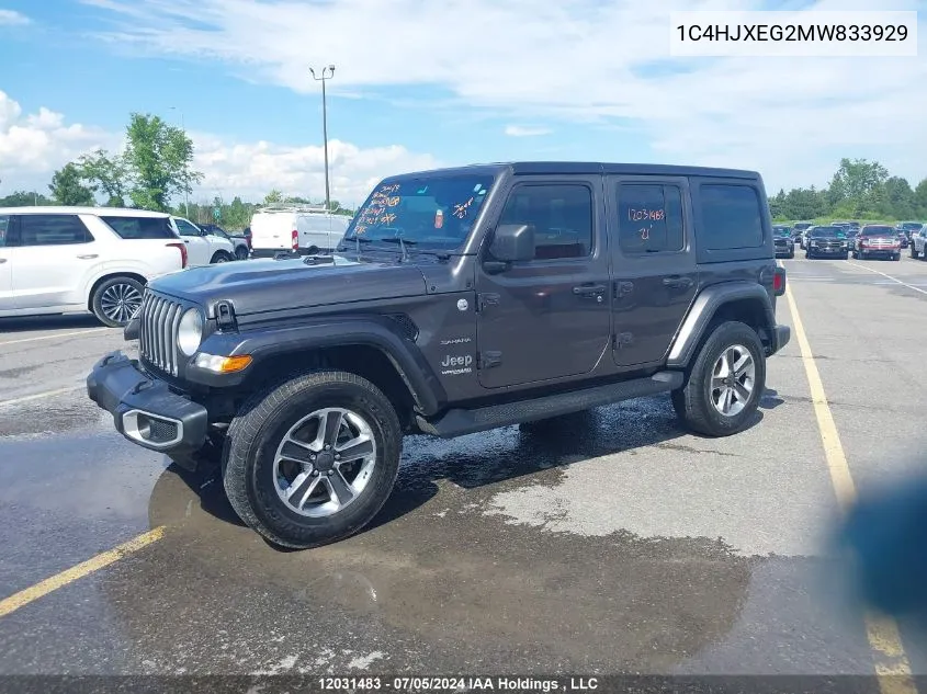 1C4HJXEG2MW833929 2021 Jeep Wrangler Unlimited Sahara