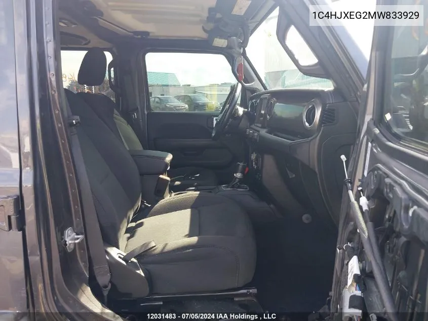 2021 Jeep Wrangler Unlimited Sahara VIN: 1C4HJXEG2MW833929 Lot: 12031483