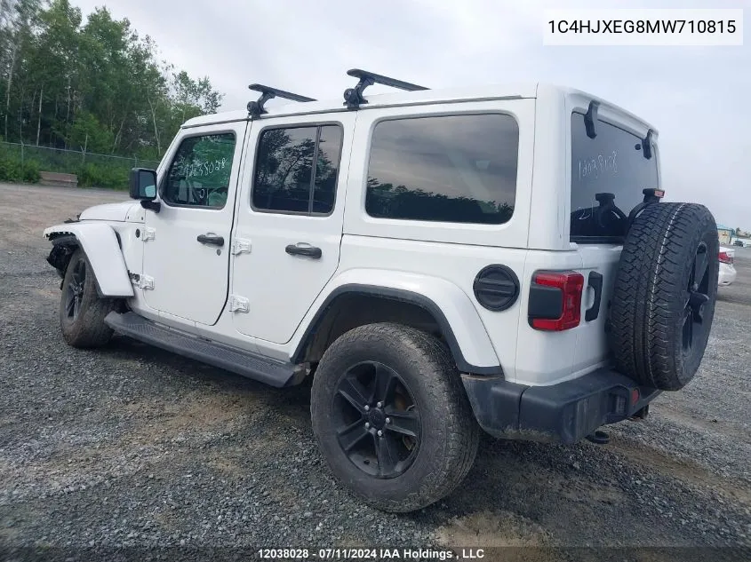 2021 Jeep Wrangler Unlimited Altitude VIN: 1C4HJXEG8MW710815 Lot: 12038028