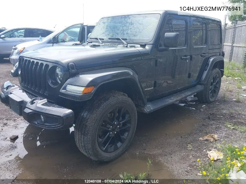 2021 Jeep Wrangler Unlimited Sahara VIN: 1C4HJXEG2MW776941 Lot: 12040108