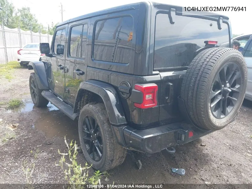 2021 Jeep Wrangler Unlimited Sahara VIN: 1C4HJXEG2MW776941 Lot: 12040108