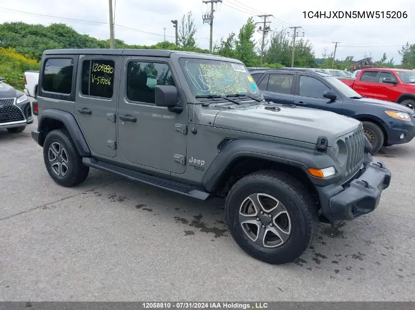 2021 Jeep Wrangler Unlimited Sport VIN: 1C4HJXDN5MW515206 Lot: 12058810