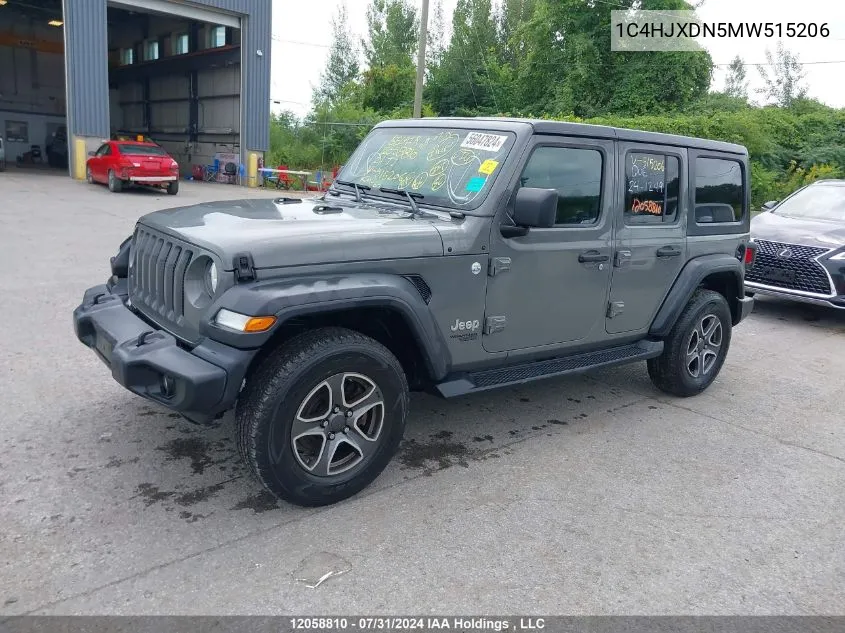 1C4HJXDN5MW515206 2021 Jeep Wrangler Unlimited Sport