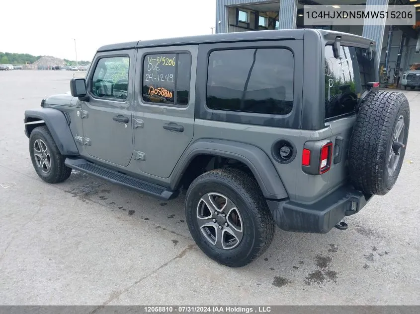 2021 Jeep Wrangler Unlimited Sport VIN: 1C4HJXDN5MW515206 Lot: 12058810