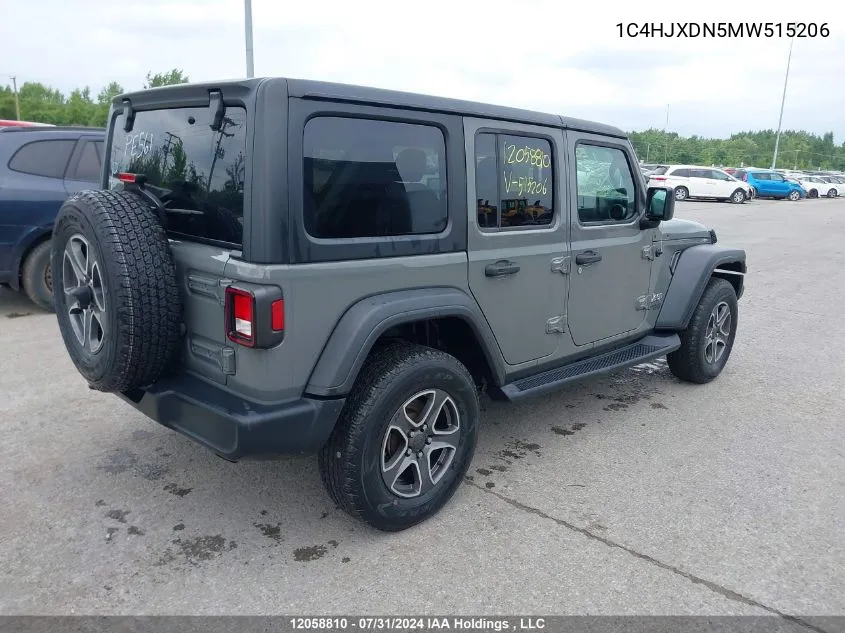 1C4HJXDN5MW515206 2021 Jeep Wrangler Unlimited Sport