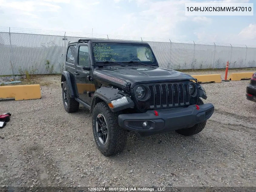 2021 Jeep Wrangler Rubicon VIN: 1C4HJXCN3MW547010 Lot: 12063274