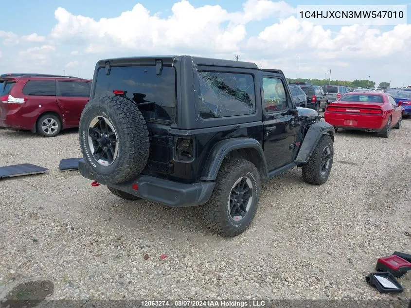 2021 Jeep Wrangler Rubicon VIN: 1C4HJXCN3MW547010 Lot: 12063274