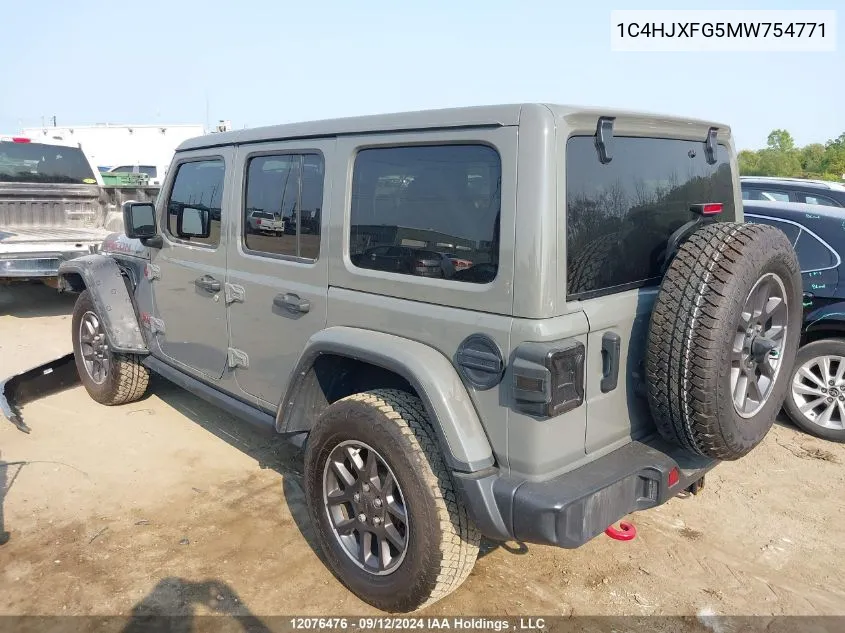 2021 Jeep Tj VIN: 1C4HJXFG5MW754771 Lot: 12076476