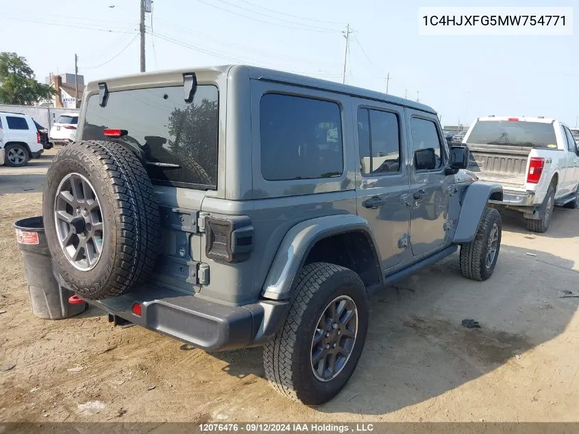 2021 Jeep Tj VIN: 1C4HJXFG5MW754771 Lot: 12076476