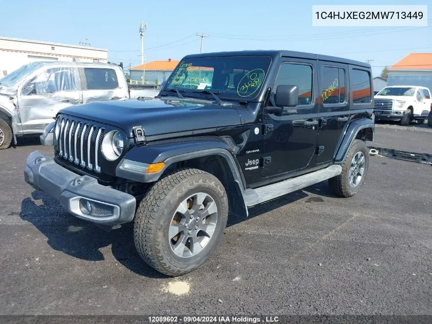 2021 Jeep Wrangler Unlimited Sahara VIN: 1C4HJXEG2MW713449 Lot: 12089602