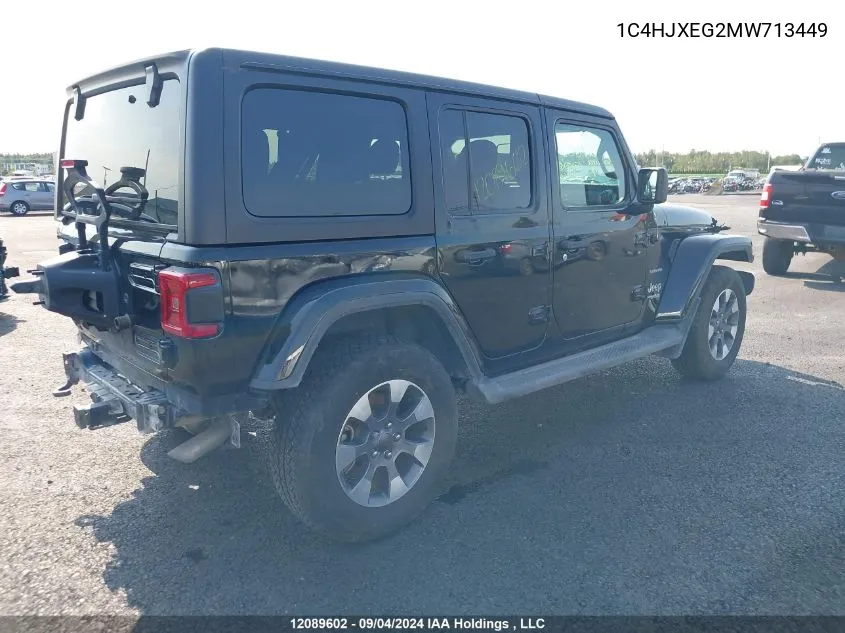 2021 Jeep Wrangler Unlimited Sahara VIN: 1C4HJXEG2MW713449 Lot: 12089602