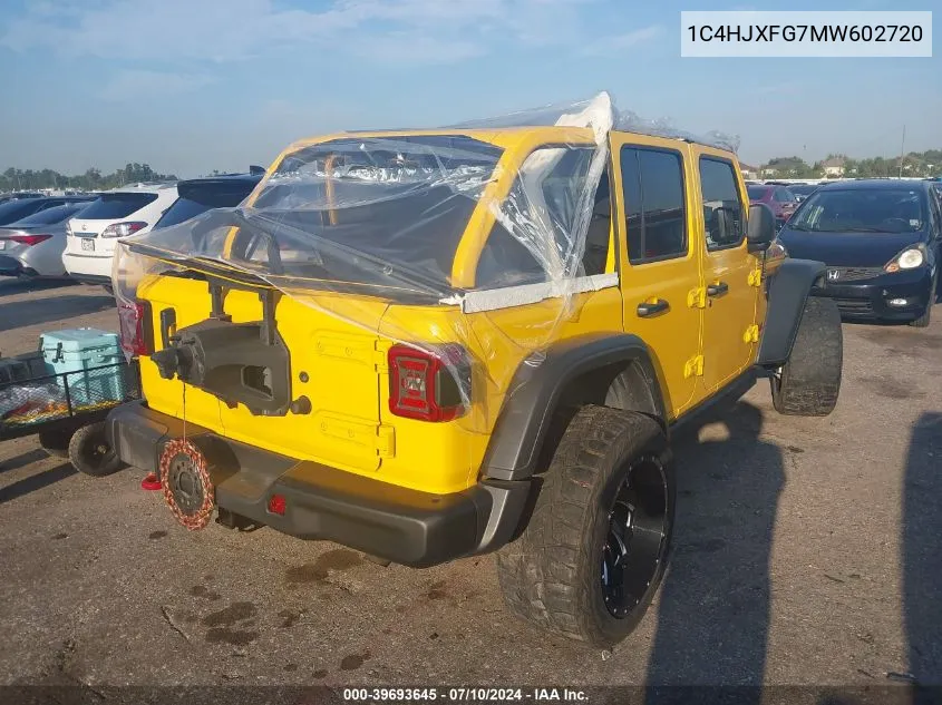 2021 Jeep Wrangler Unlimited Rubicon 4X4 VIN: 1C4HJXFG7MW602720 Lot: 39693645