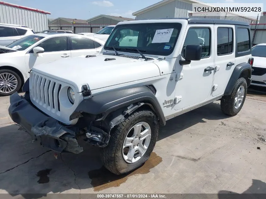 1C4HJXDN1MW592428 2021 Jeep Wrangler Unlimited Sport S 4X4