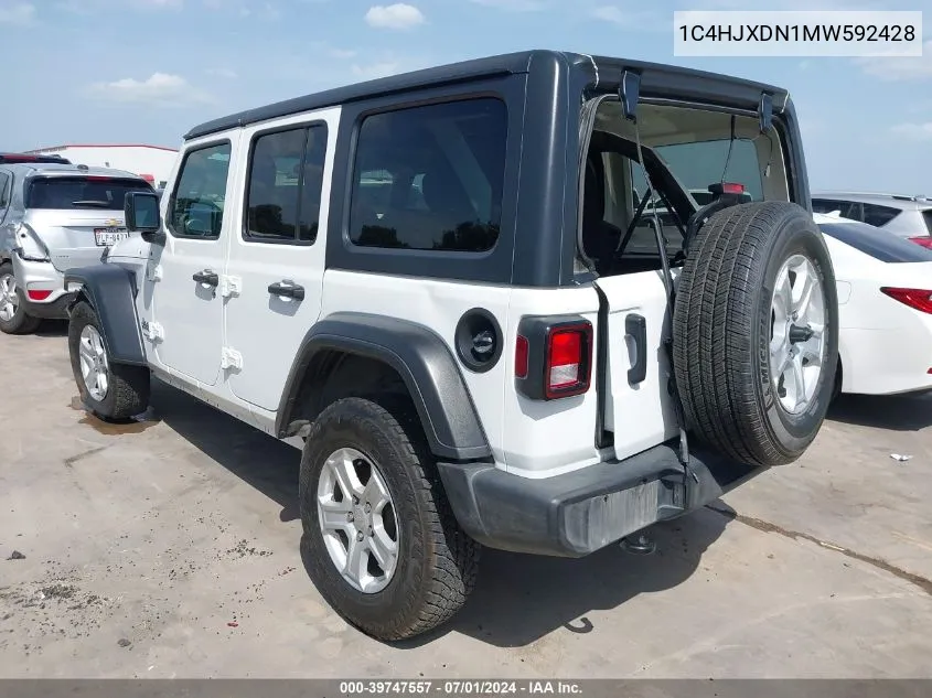 1C4HJXDN1MW592428 2021 Jeep Wrangler Unlimited Sport S 4X4