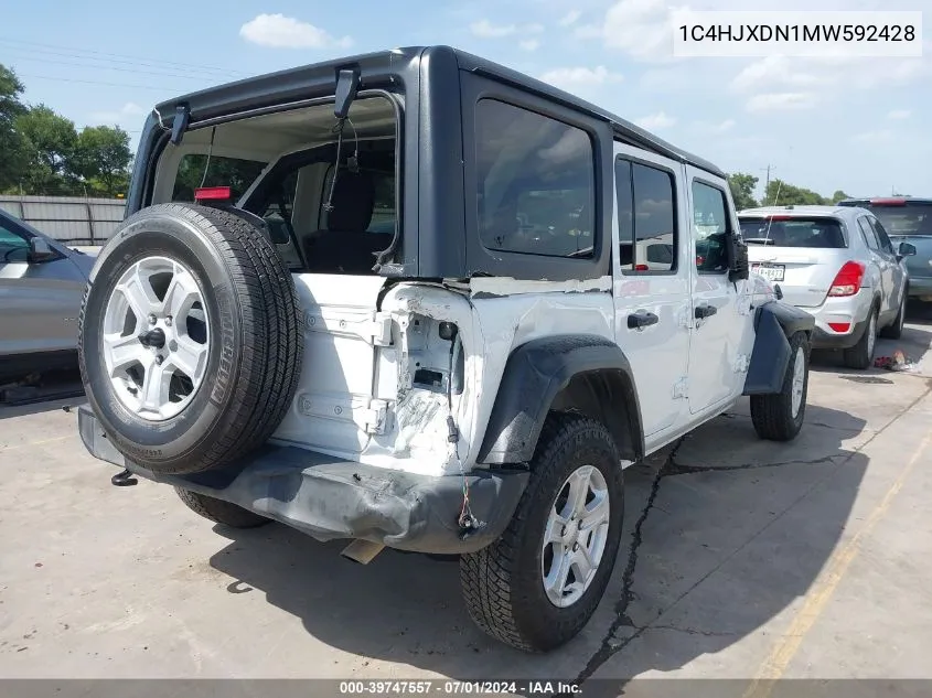 1C4HJXDN1MW592428 2021 Jeep Wrangler Unlimited Sport S 4X4