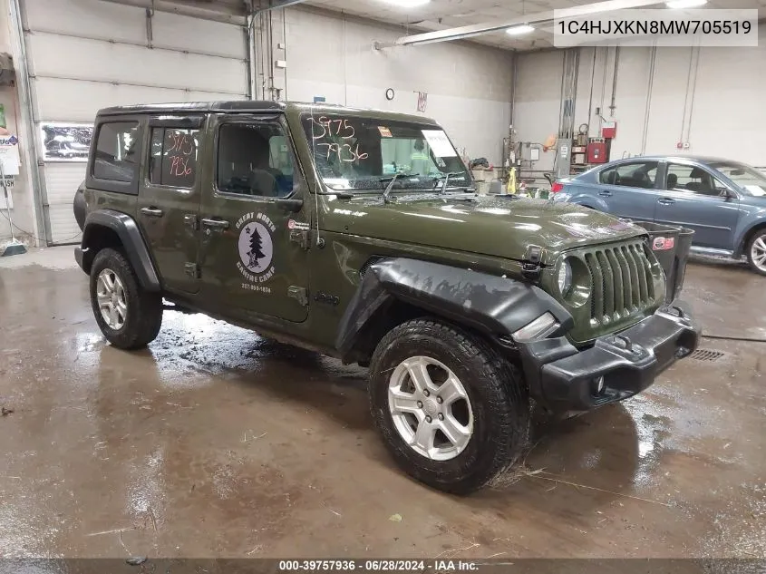 2021 Jeep Wrangler Unlimited Sport Rhd 4X4 VIN: 1C4HJXKN8MW705519 Lot: 39757936