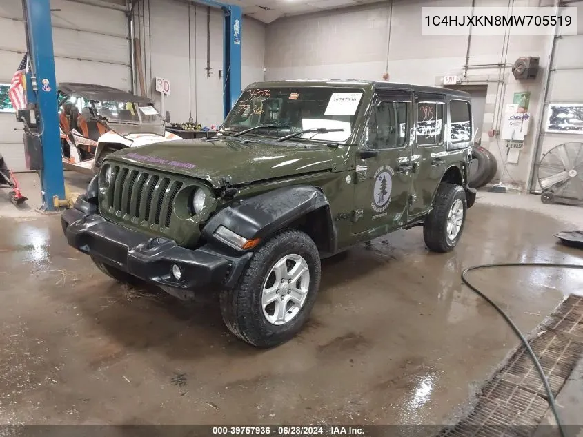 2021 Jeep Wrangler Unlimited Sport Rhd 4X4 VIN: 1C4HJXKN8MW705519 Lot: 39757936