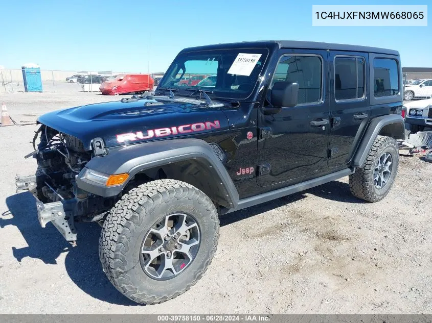 1C4HJXFN3MW668065 2021 Jeep Wrangler Unlimited Rubicon 4X4