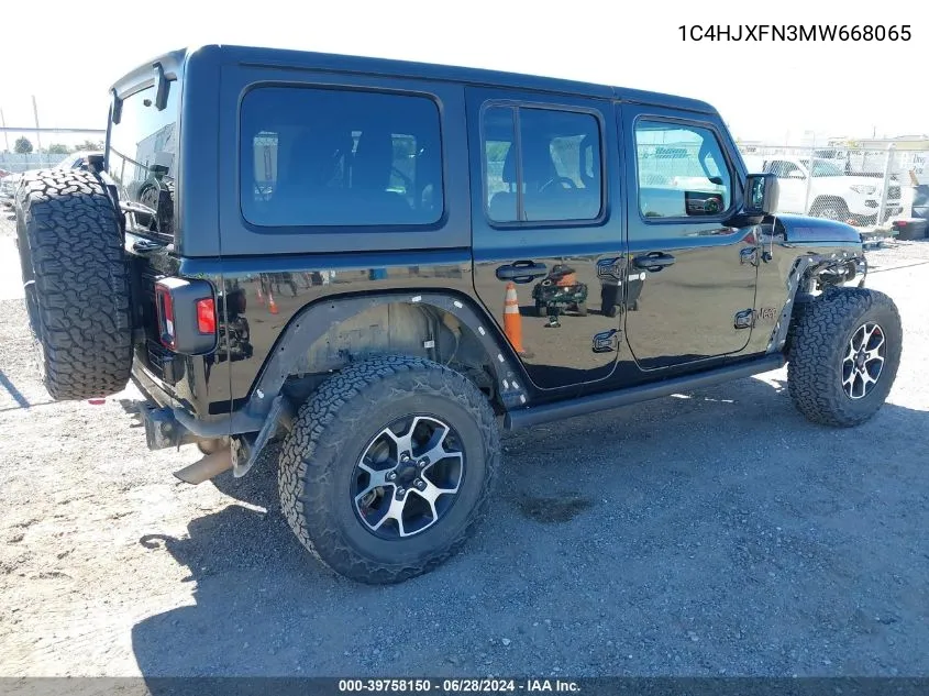 2021 Jeep Wrangler Unlimited Rubicon 4X4 VIN: 1C4HJXFN3MW668065 Lot: 39758150