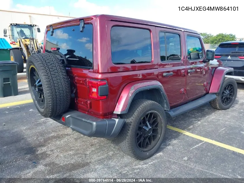 2021 Jeep Wrangler Unlimited Sahara Altitude 4X4 VIN: 1C4HJXEG4MW864101 Lot: 39764514