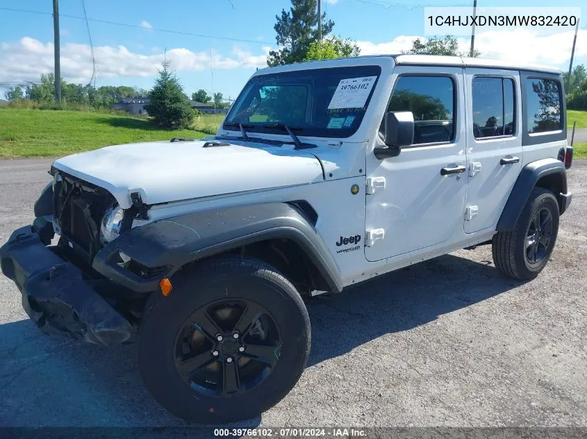 2021 Jeep Wrangler Unlimited Sport Altitude 4X4 VIN: 1C4HJXDN3MW832420 Lot: 39766102