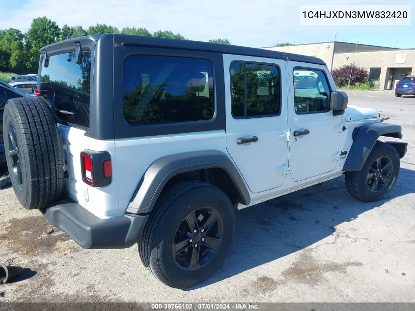 2021 Jeep Wrangler Unlimited Sport Altitude 4X4 VIN: 1C4HJXDN3MW832420 Lot: 39766102