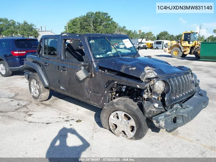 2021 Jeep Wrangler Unlimited Sport S 4X4 VIN: 1C4HJXDN3MW831140 Lot: 39798097