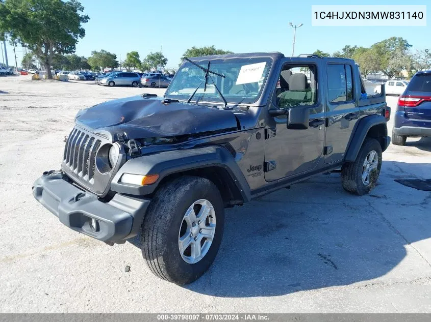 1C4HJXDN3MW831140 2021 Jeep Wrangler Unlimited Sport S 4X4