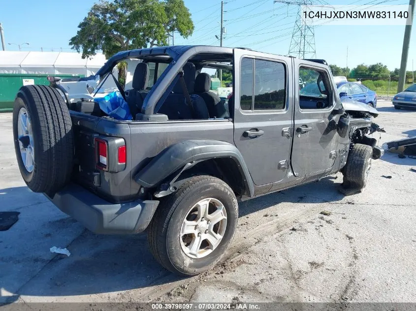 2021 Jeep Wrangler Unlimited Sport S 4X4 VIN: 1C4HJXDN3MW831140 Lot: 39798097