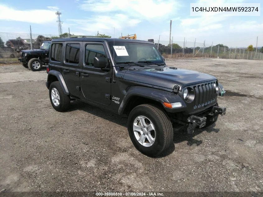 1C4HJXDN4MW592374 2021 Jeep Wrangler Unlimited Sport S 4X4