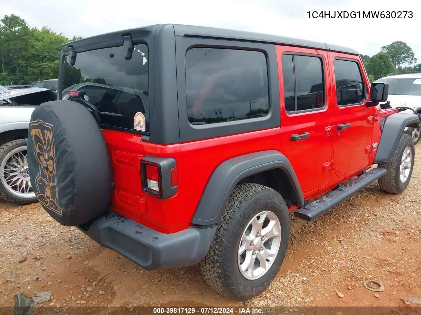 2021 Jeep Wrangler Unlimited Sport VIN: 1C4HJXDG1MW630273 Lot: 39817129