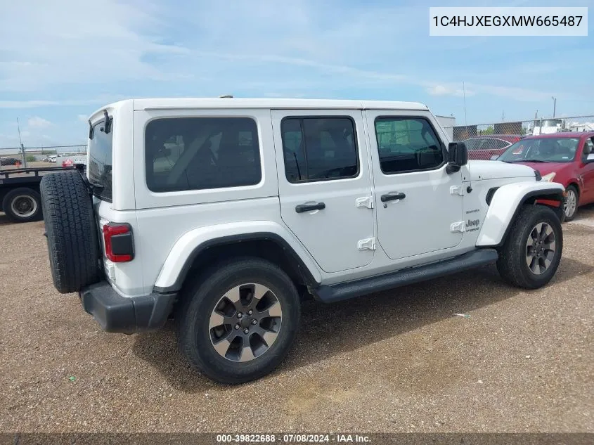 2021 Jeep Wrangler Unlimited Sahara 4X4 VIN: 1C4HJXEGXMW665487 Lot: 39822688